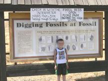 Kyle in town of Fossile preparing to dig leaf fossiles